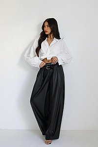 מכנס עור חגורה ניטים מכנס עור חגורה ניטים