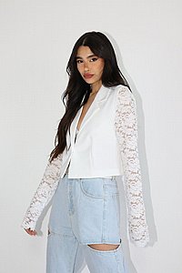 ג׳קט קרופ תחרה ג׳קט קרופ תחרה